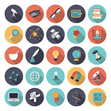 Flat design icons for science and education