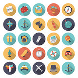 Flat design icons for travel and transportation