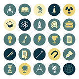 Flat design icons for education and science