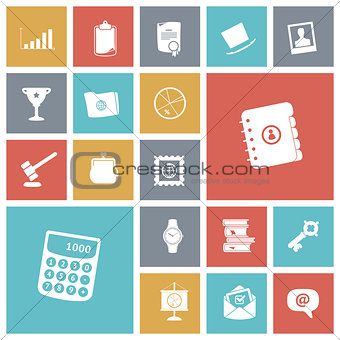 Flat design icons for business and finance.