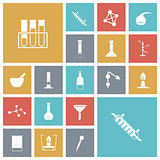 Flat design icons for chemistry lab