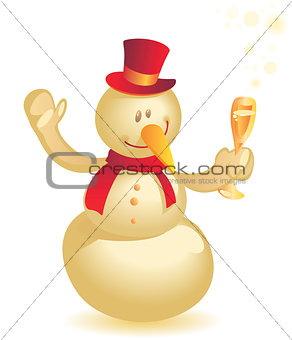 Snowman with wineglass gold