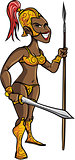 Cartoon black warrior woman with a sword