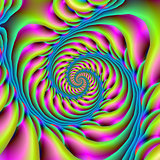 Spiral in Turquoise Pink and Yellow