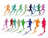 colorful running group