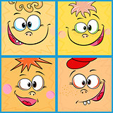 Four funny cartoon faces