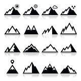 Mountains vector icons set