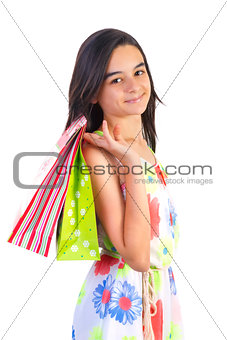 happy shopping teenager girl