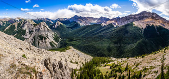 Panoramic view of Rocky mountains range, Alberta, Canada