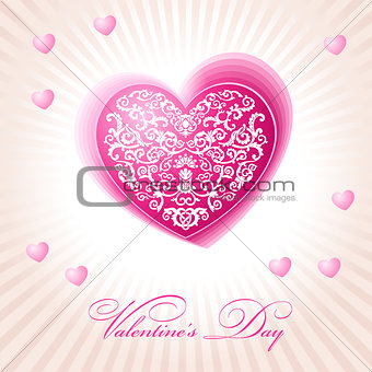 abstract floral heart happy valentine day pink