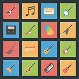 Musical Instruments flat icons set