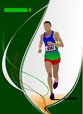 The running man. Track and field. Raterized copy. Vector into po