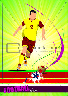 Soccer player poster. Football player. Vector illustration