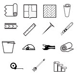 Vector icons for working with linoleum