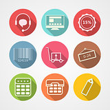 Flat vector icons for internet retail service