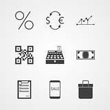 Contour vector icons for internet moneymaking