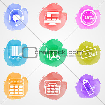 Creative colored vector icons for trade online