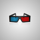 Vector illustration of black 3d cinema glasses