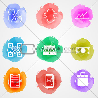 Vector creative colored icons for web finance market