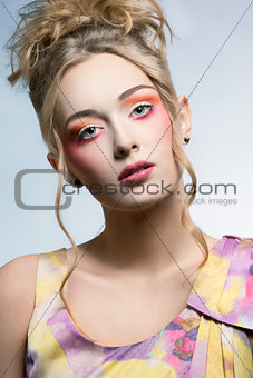 girl with colorful creative make-up 