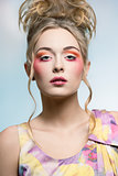 beauty girl with colorful make-up 