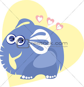 Cute elephant in love - vector illustration