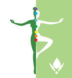 Woman in a balance position - vector illustration