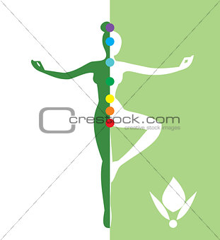 Woman in a balance position - vector illustration