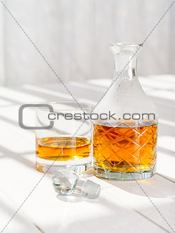 Whisky decanter and rocks glass