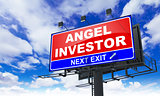 Angel Investor Inscription on Red Billboard.