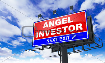 Angel Investor Inscription on Red Billboard.