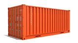 Orange Cargo Container Isolated on White.