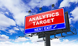 Analytics Target Inscription on Red Billboard.