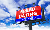 Speed Dating Inscription on Red Billboard.