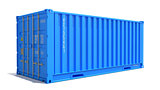 Blue Cargo Container Isolated on White.