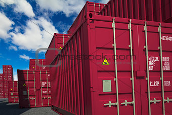 Cargo Containers on Sky Background.