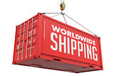 World Wide Shipping - Red Hanging Cargo Container.