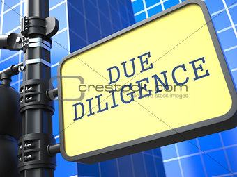 Due Diligence. Signpost on Blue Background.