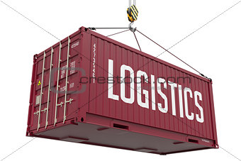 Logistics - burgundy Hanging Cargo Container.