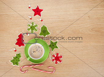 Christmas decor and coffee cup