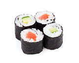 Sushi maki set with salmon and cucumber