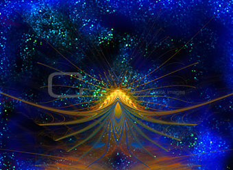Star abstract flower on a mysterious shimmering background