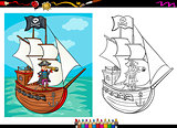 pirate on ship cartoon coloring book