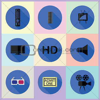 set of media flat icons