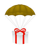 Gift box at brown parachute