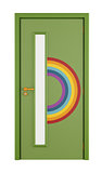 Playroom door with rainbow