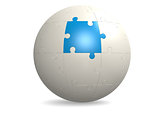 White round puzzle with blue