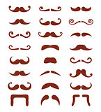 Brown moustache or mustache vector icons set