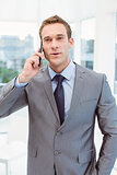 Businessman using mobile phone in office