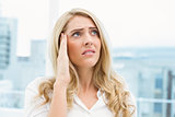 Close-up of businesswoman with headache